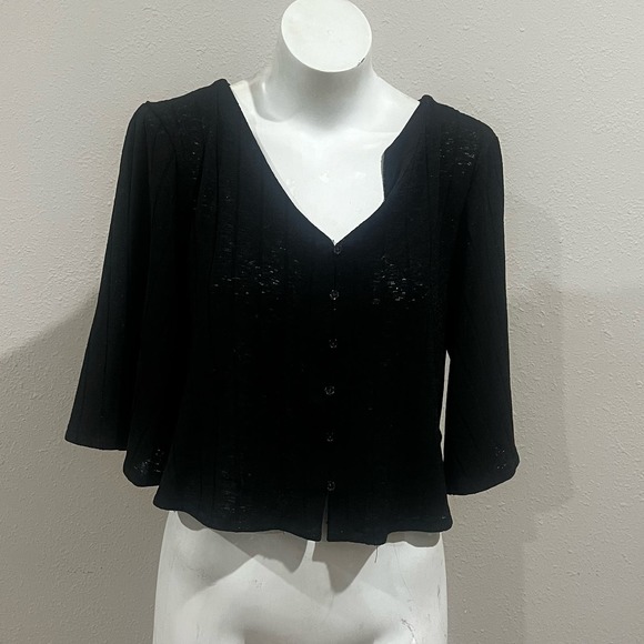 H&M black short sleeve button up cardigan - Picture 1 of 6